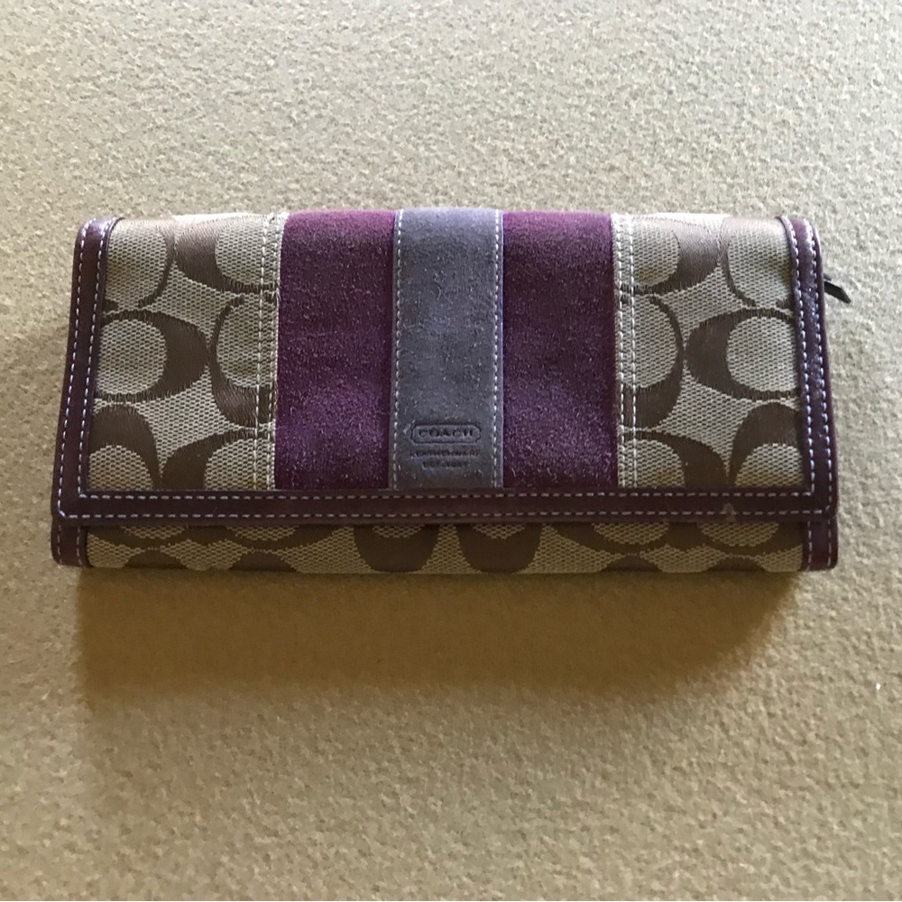 Coach signature eggplant wallet